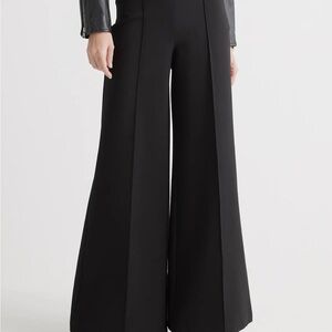 Quince Black Wide-Leg Creased Palazzo Pants
